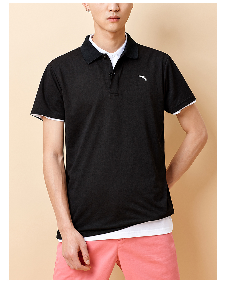 Áo thun nam tay ngắn Anta mùa thu trắng 2019 mới lửng khô nhanh quần lửng thể thao nửa áo tay nam POLO - Áo polo thể thao áo polo lining