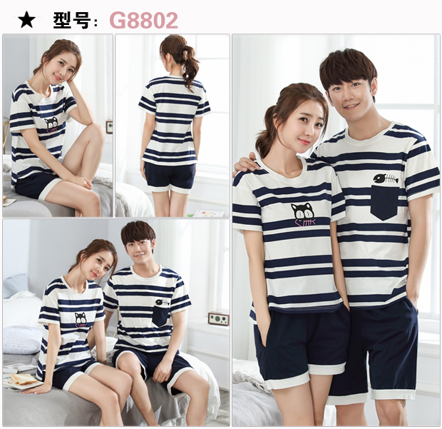 Mùa hè mẫu nữ vài bộ đồ ngủ mùa hè phim hoạt hình mỏng phần bông phục vụ nam và nữ bộ mặc nhà đẹp