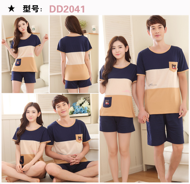 Bộ đồ ngủ mùa hè ngắn tay cotton mùa hè Bộ đồ ngủ cotton nam và nữ bộ phận mỏng phục vụ nhà đồ ngủ phù hợp với phụ nữ áo kiểu trung niên