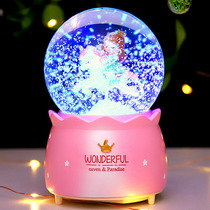 Merry-go-round little girl crystal ball music box Dream Music Box night light ten-year-old childrens birthday gift ornaments