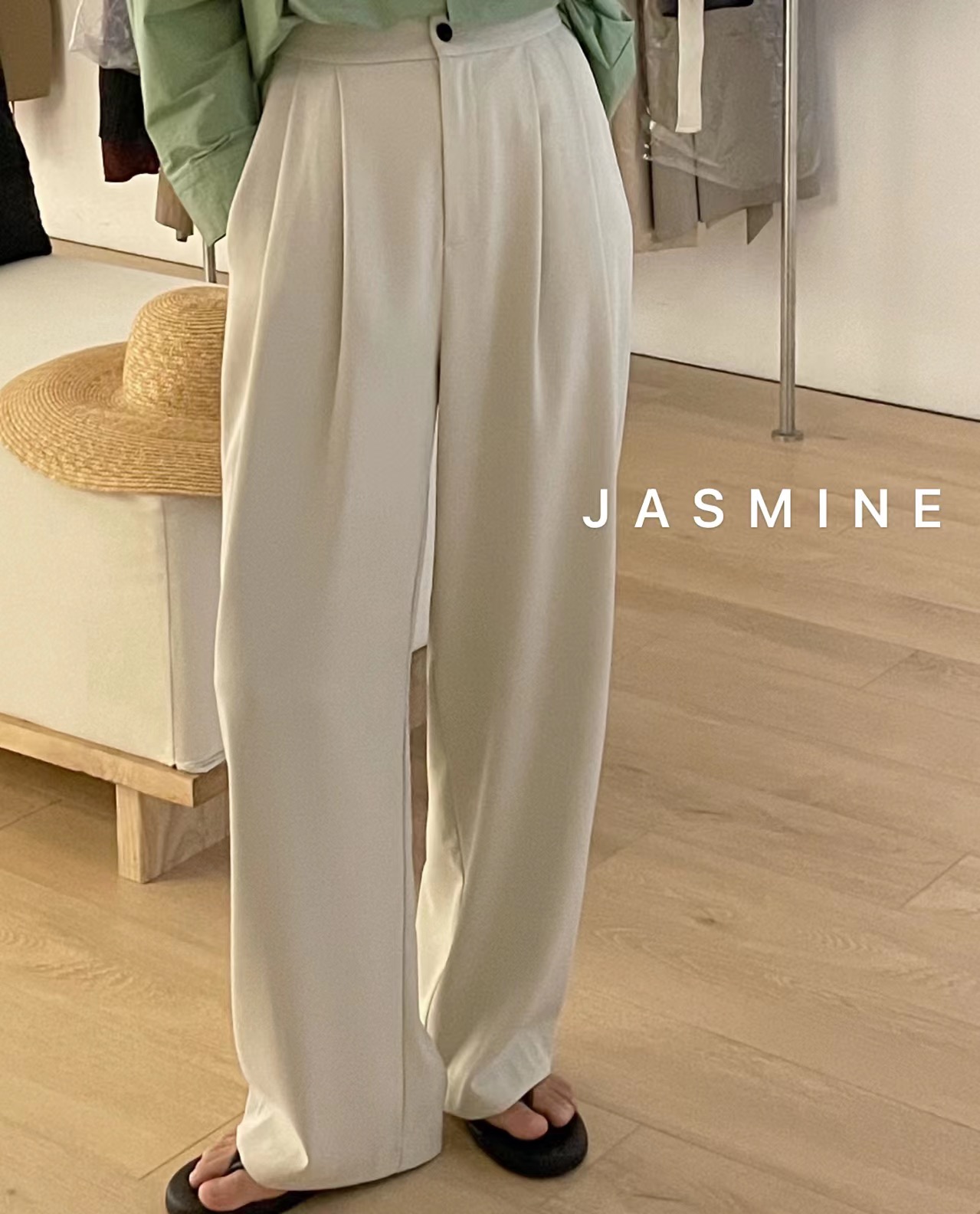 JASMINE XIII 2022 spring summer commute minimalist temperament High waist pituitary pants women casual pants 3683