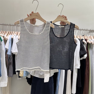 FEIDING3323 фонд полоса жилет женщина поддержка дикий по возрасту 2024 верхняя одежда безрукавный Футболка случайный куртка