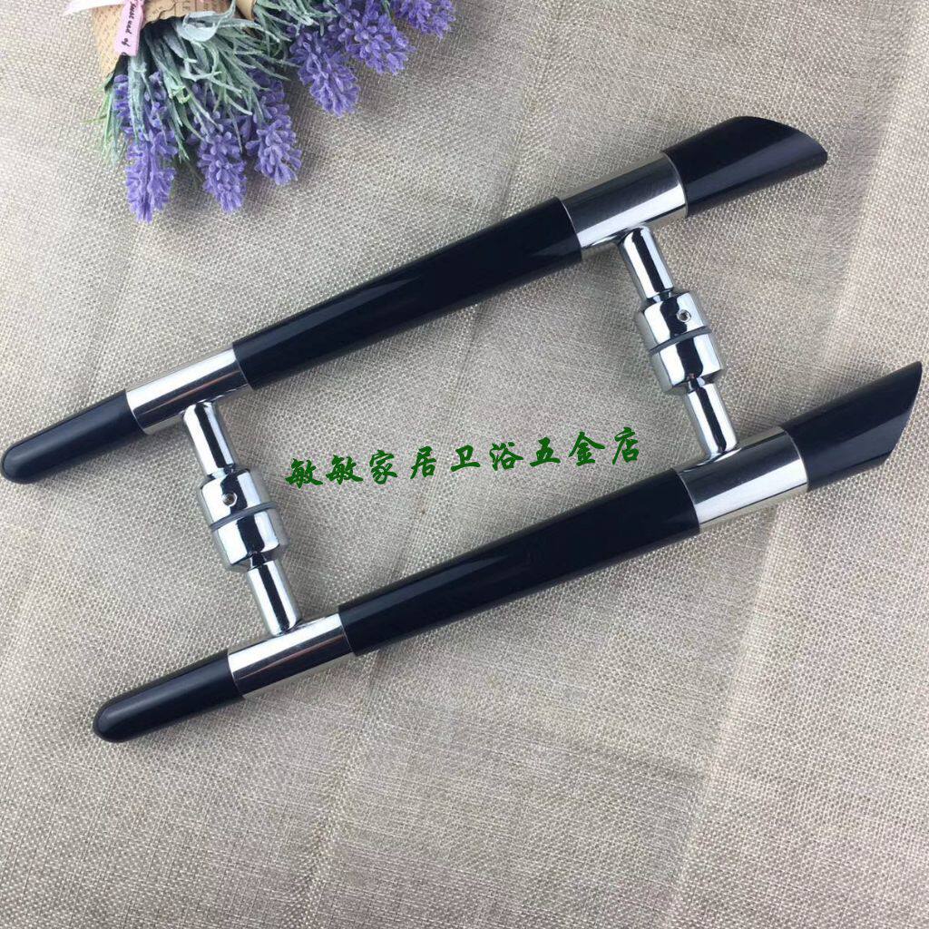Boutique Black Crystal Handle Shower Room Handle Without Frame Glass Door Big Handle Office Wooden Door Handle