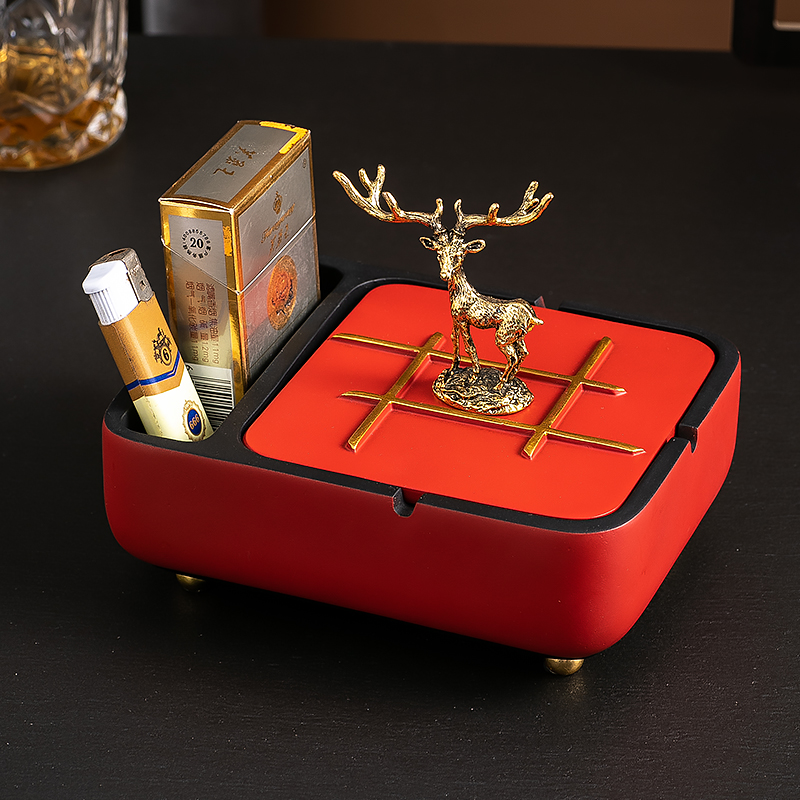 New Chinese Ideas with lid Smoke Ashtray Living Room Trend Creativity Swing office Large Number of personality Smoke Cylinders Smoke Proof