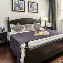 American country solid wood double bed Mediterranean pastoral style furniture bed European style 1 5 meters 1 8 meters high box wedding bed