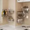 304 stainless steel kitchen corner rotating shelf Seasoning tank rack Space-saving wall hanging supplies without drilling storage shelf