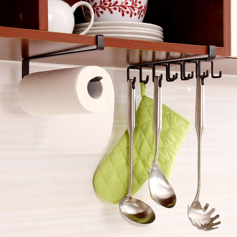 Hanging nail-free kitchen paper towel rack Integral cabinet hanging rack Hook hook-free hole-free spoon shovel hanger