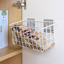 Japanese-style cabinet door storage hanging basket storage basket Kitchen shelf Cabinet door hanger seasoning bottle storage free punching