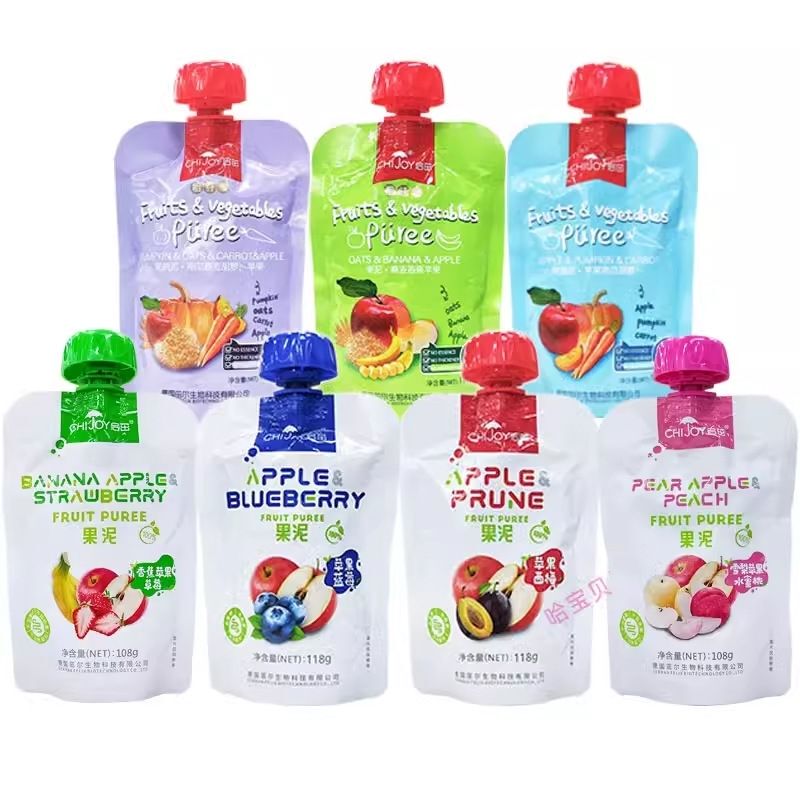 Qizhuo Fruit Puree, Fruit and Vegetable Puree, Juice Puree, Pure Fruit Puree, Snack and Drink with Various Flavors 108G/Bag