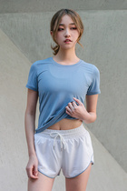Mesh sports T-shirt womens short-sleeved running slim slim quick-drying aerated fitness top yoga suit summer