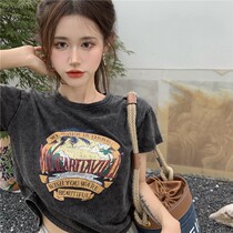 Cool Shot and American hot girl short sleeve T-shirt female retro to make old dancing clothes bm wind short jazz blouses