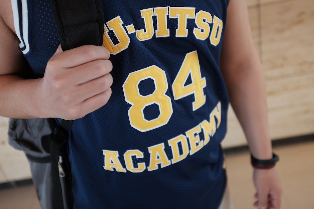 Plumage's new jiu-jitsu theme navy blue basketball vest