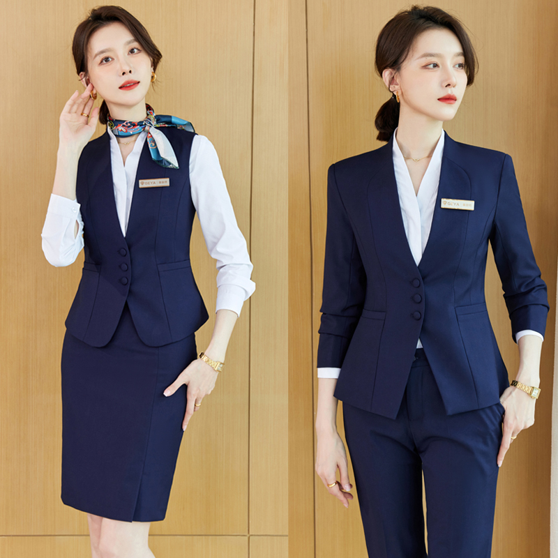 Jewelry Hotel Front Desk Manager Work Uniform Women's Suit Professional Formal Vest Elegant Spring and Autumn Style