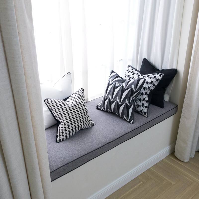 Set Make Hemp Grey Nordic Floating Window Mat Brief Balcony Mat Light Grey Window Sill Cushion Cassette Sponge Cushion