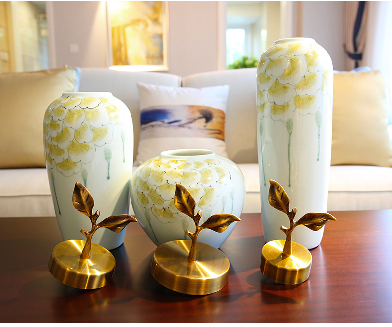 Europe type TV ark, adornment of new Chinese style ceramic vase furnishing articles dried flowers flower arrangement sitting room porch ark, desktop decoration