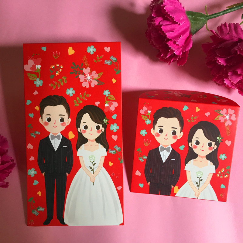 European-style red envelopes for weddings, Western-style wedding dresses, and square hard red envelopes