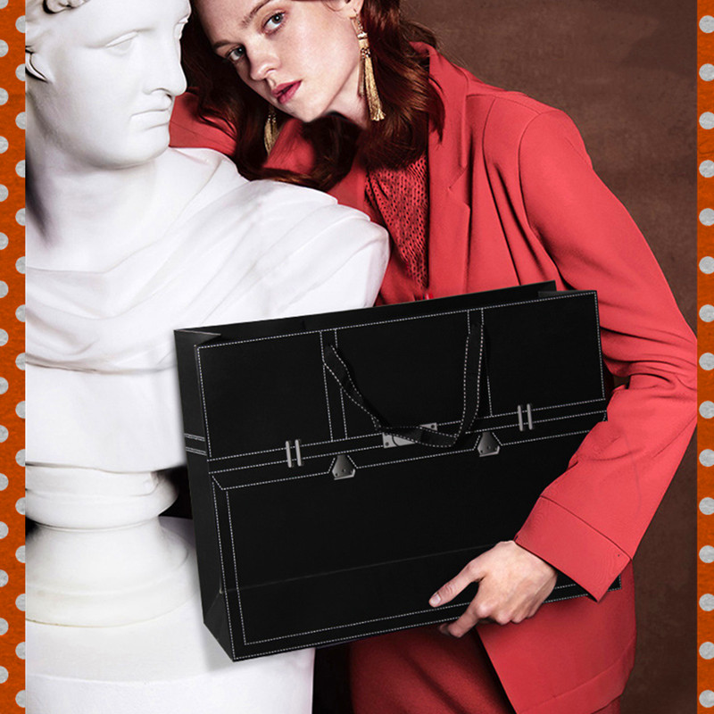 Light Extravagant Style Handbag Black Upscale Clothing Store Gift Bag Oversize Paper Bag Gift Bag Clothing Packing Bag-Taobao