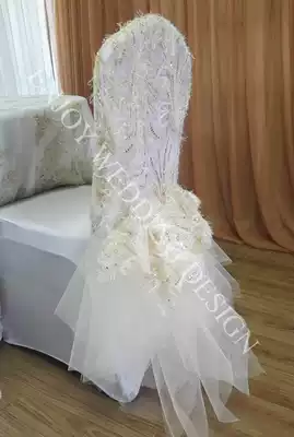 Outdoor wedding chair back decoration Banquet chair decoration Wedding props Wedding props chair cover chair back decoration 10