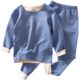 Children's seamless autumn clothes and long pants suit boys plus velvet girls baby thermal underwear thickened double-sided velvet winter