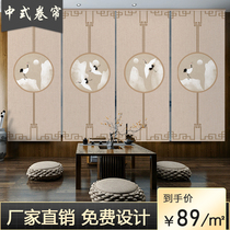 New Chinese style Zen landscape hanging painting scroll curtain curtain lift living room office study porch screen partition curtain