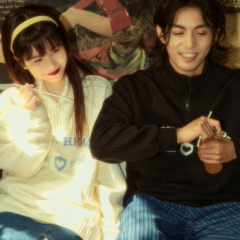 Jiu Niangzi ALOHA Cream Waffle Couple Thick T-Shirt #SuperIDOL's smile is not as sweet as yours - Taobao