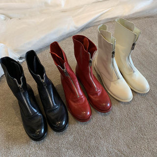 Xfs Guidi Ghost Emperor Women's Boots 310 Genuine Leather Martin Boots Women's New Short Boots Front Zipper Boots Women's Soft Leather Inverted Boots