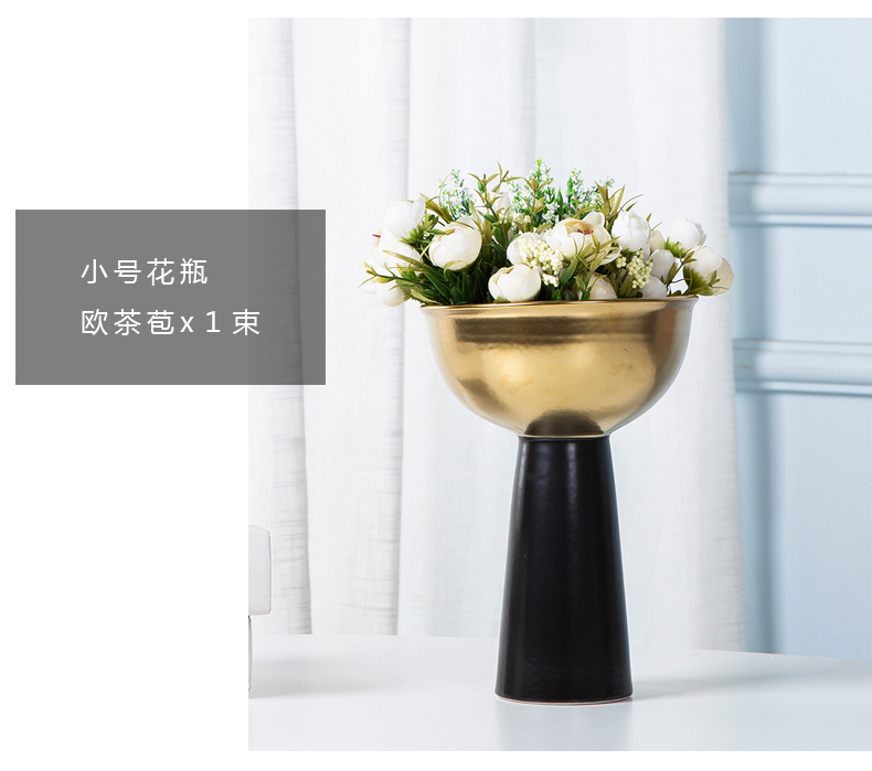 Jingdezhen ceramic vases, the sitting room porch decoration to the hotel rich ancient frame art porcelain vases black metal furnishing articles