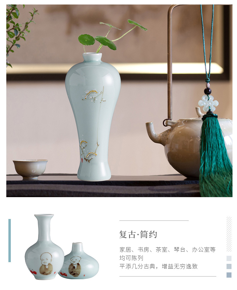 Jingdezhen contracted the new Chinese style is I ceramic floret bottle furnishing articles porch office desk table flower decoration