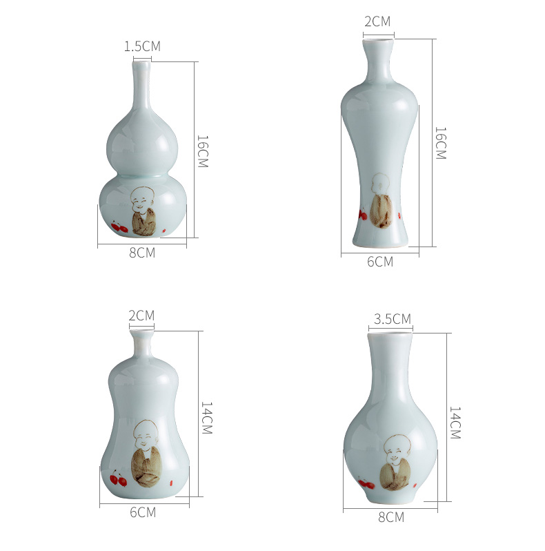 Jingdezhen contracted the new Chinese style is I ceramic floret bottle furnishing articles porch office desk table flower decoration