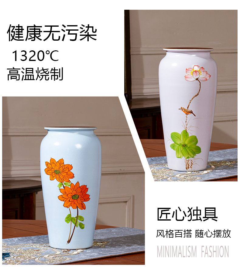 New Chinese style is I hand - made of rural contracted jingdezhen ceramic vase light key-2 luxury furnishing articles custom floral outraged sitting room adornment