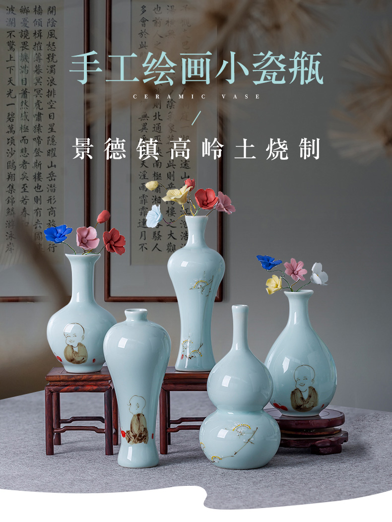 Jingdezhen contracted the new Chinese style is I ceramic floret bottle furnishing articles porch office desk table flower decoration