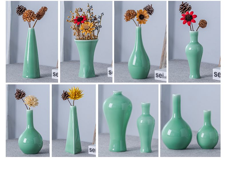 Jingdezhen contracted wind monochromatic glazed pottery porcelain vase furnishing articles office desk living room TV cabinet table flower decoration