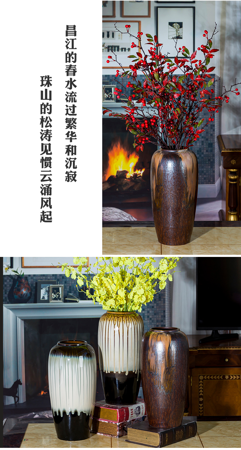 Jingdezhen contracted large vase water raise lucky bamboo vase furnishing articles lily hotel retro dried flower decorations