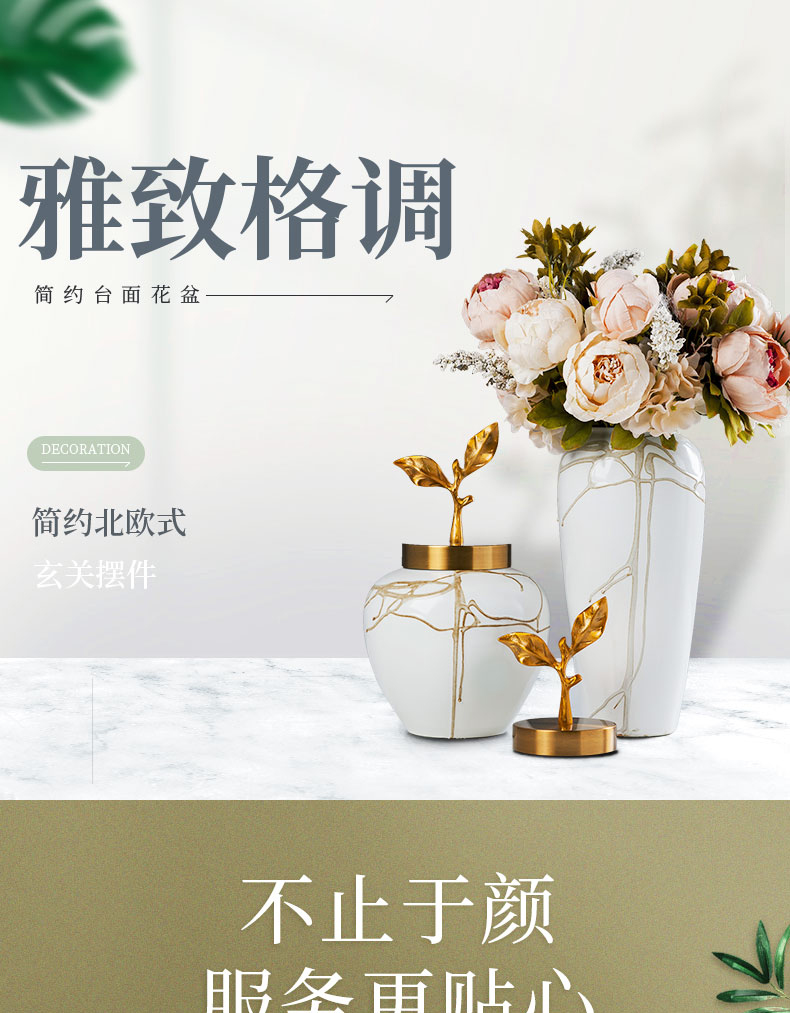 Jingdezhen new European - style decorative furnishing articles hotel example room living room TV cabinet mesa porch vases, flower decoration