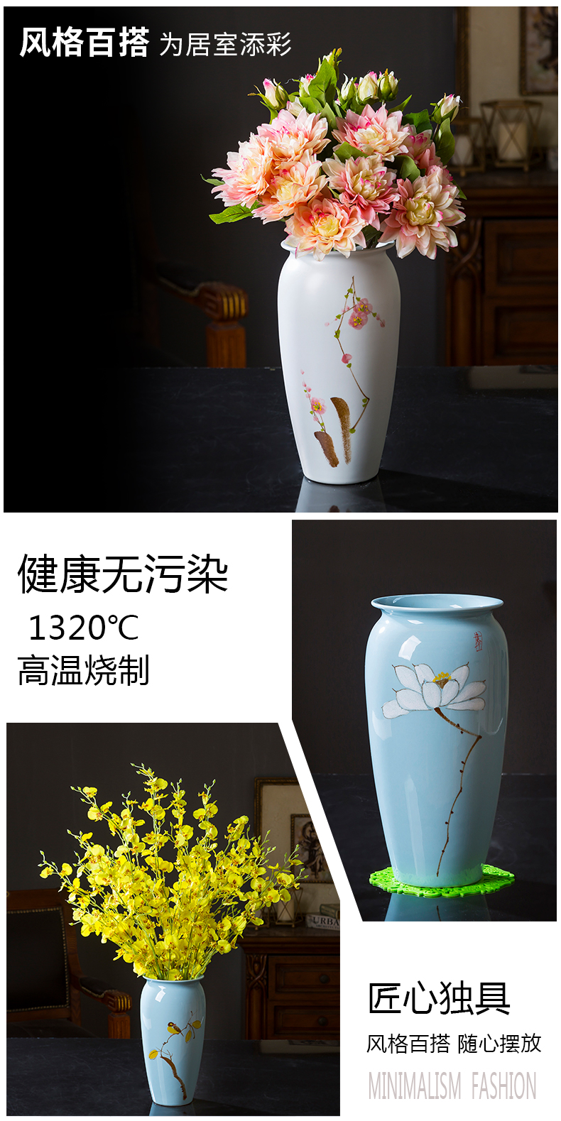 The new 2020 hand - made I and contracted ceramic round expressions using have lucky bamboo vase water lily sitting room hotel decoration