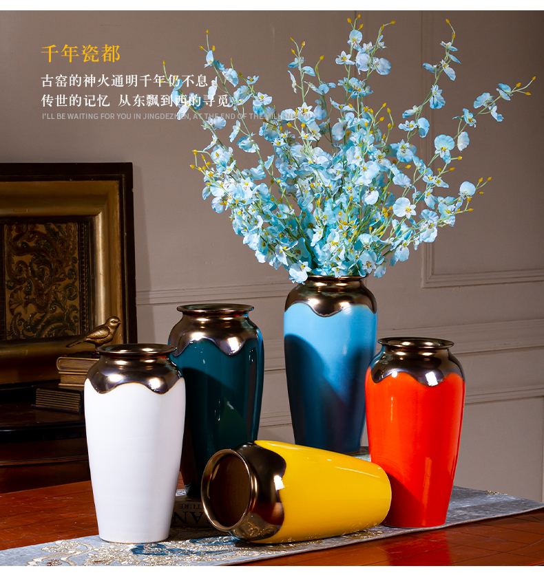 Extra large new flower pot new Chinese jingdezhen ceramic vase sitting room place a hydroponic lucky bamboo big flowers