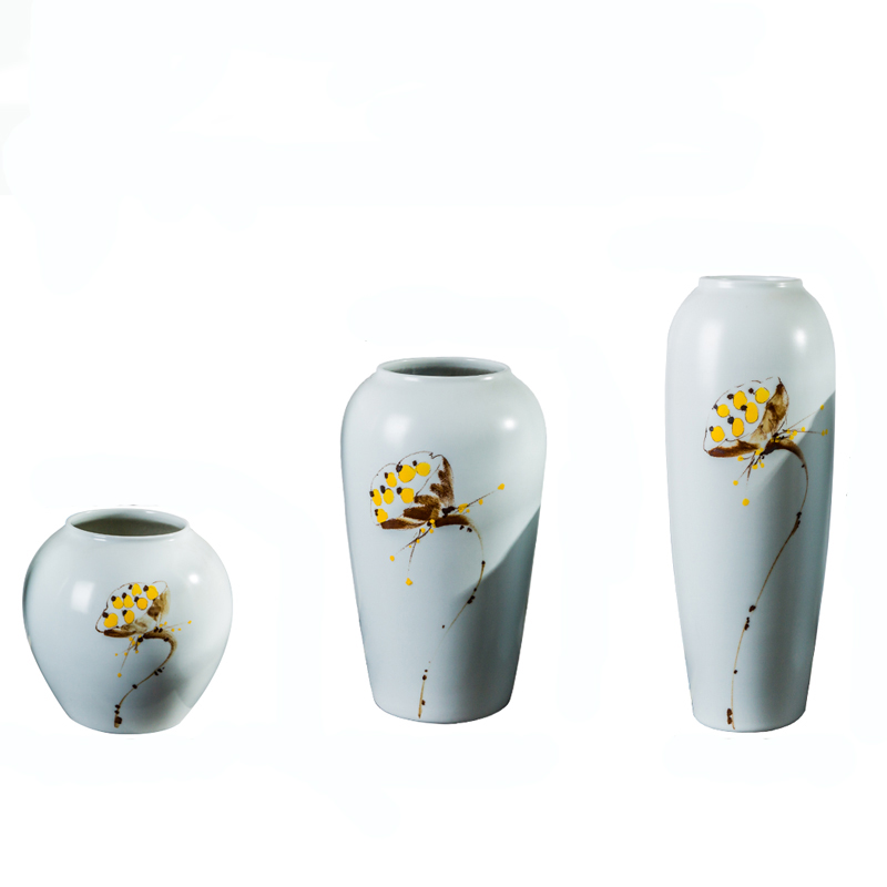 Home decoration Chinese vase furnishing articles three - piece hand - made jingdezhen ceramic vases, flower arrangement craft small place