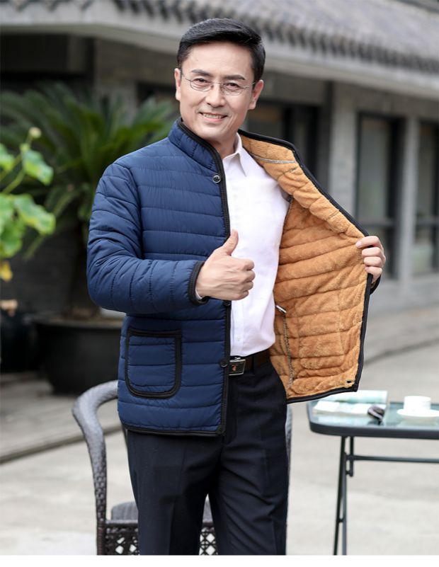 Áo khoác nam trung niên cotton dày áo khoác cotton nhỏ trung niên nam mùa đông cộng với áo khoác nhung áo khoác cũ áo dạ nam hàn quốc