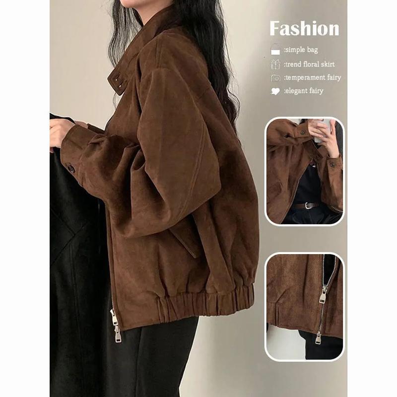 American Retro Faux Suede Jacket, This Year's Trendy Style, Super Stylish, Versatile, and Slimming Short Jacket