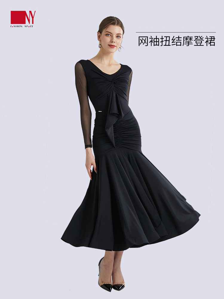 Nayi NY Latin skirt sexy new netsleeve Moden dance skirt fashionable lean V-lead professional competition skirt