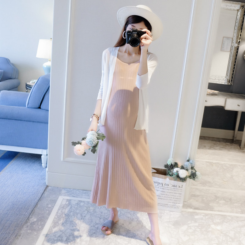 2022 early autumn new suit pregnant women suspender dress long pregnancy Korean version pregnant women autumn coat coat shawl