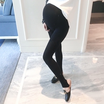 Pregnant womens pants autumn clothes foot-stepping pregnant womens socks belly pants wild bottoming socks slim and slim black leggings tide mom