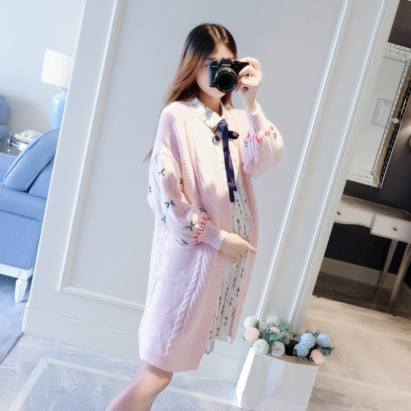 Maternity clothes autumn clothes 2022 new pregnant women's sweater mid-length loose autumn trendy mom sweater pregnant women's coat trendy