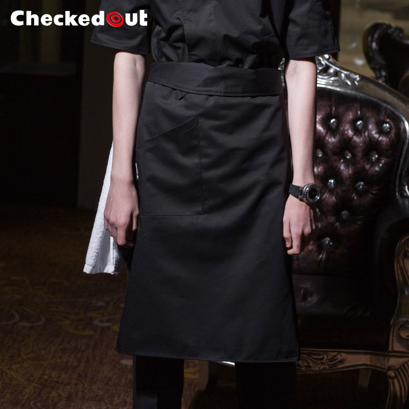 Chef Apron Men's Dining Room Hotel Short Section Waistline Kitchen Half Cut Apron Catering Work Black Half Body Apron