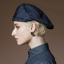 Cowboy Chef hat Mens and womens hotel work hat Waiter hat Kitchen Beret Cap Blue breathable summer