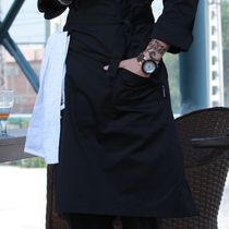 Chef apron half-body male restaurant chef apron Kitchen overalls waist custom logo printed apron black