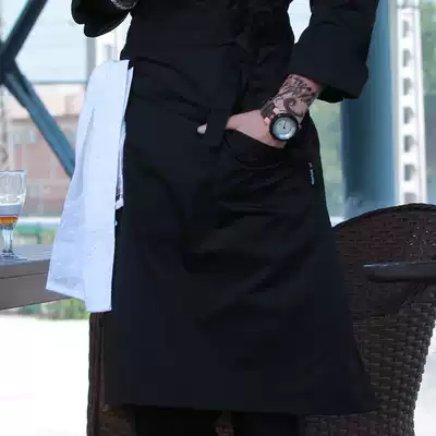 Chef apron half-length men's dining room Chef Apron kitchen work clothes waist custom logo printed apron Black