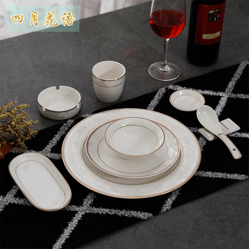 Ceramic Cutlery Pendulum Table Suit 4 5 pieces Hotels Supplies Chinese clubhouse Compartment Bowl tray Disc Bone Disc Suit