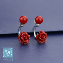 Silver time S925 sterling silver earrings rear hanging red ball rose earrings fashion temperament beebead earrings female