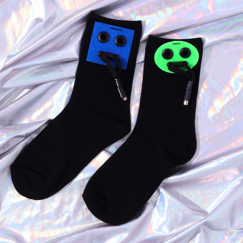 Black & 2 In One BoxBADSTAR ▲ robot Gift box 2 Double pack pure cotton Color contrast Cartoon interest pattern Chaopai latest fashion manual Socks